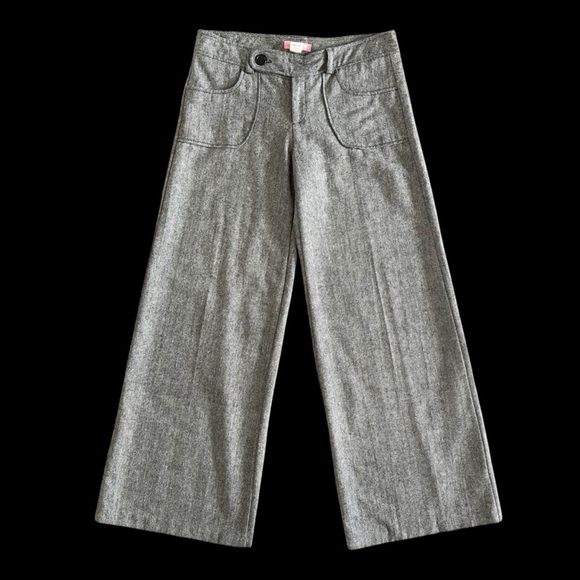 Vintage Y2K 90s Wide-Leg Pants sz 32 gray wool blend low rise office retro - Picture 1 of 16